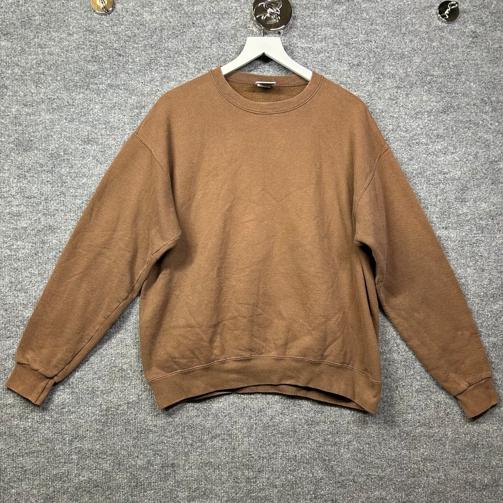 Vintage Cheetah Sweatshirt Men's Brown Crew Neck Pullover USA Made - Large